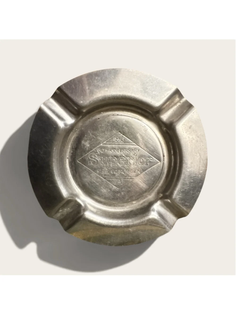 Vintage 1953 Superior Steel Corporation 60th Anniversary Metal Ashtray Carnegie